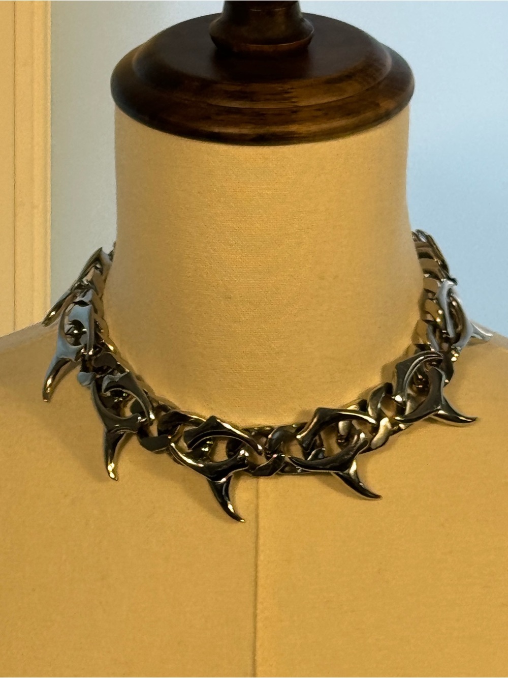 Vitaly Ransom Chain Necklace 20” Silver Stainless Steel Neo Tribal Spike Choker